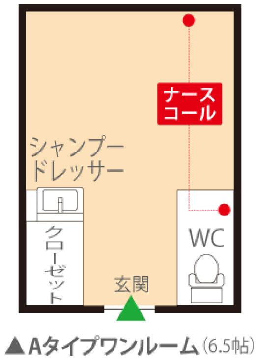 Aタイプワンルーム(6.5帖)
